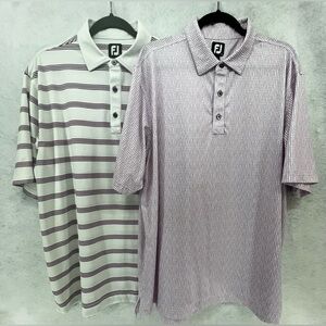 2 Lot of Footjoy Golf Athletic Fit Polo Shirts XL Casual Lounge Pink & Purple FJ